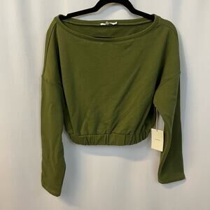 Tularosa Luna Pullover Olive Green Sweatshirt Elastic Hem Long Sleeve Small NWT